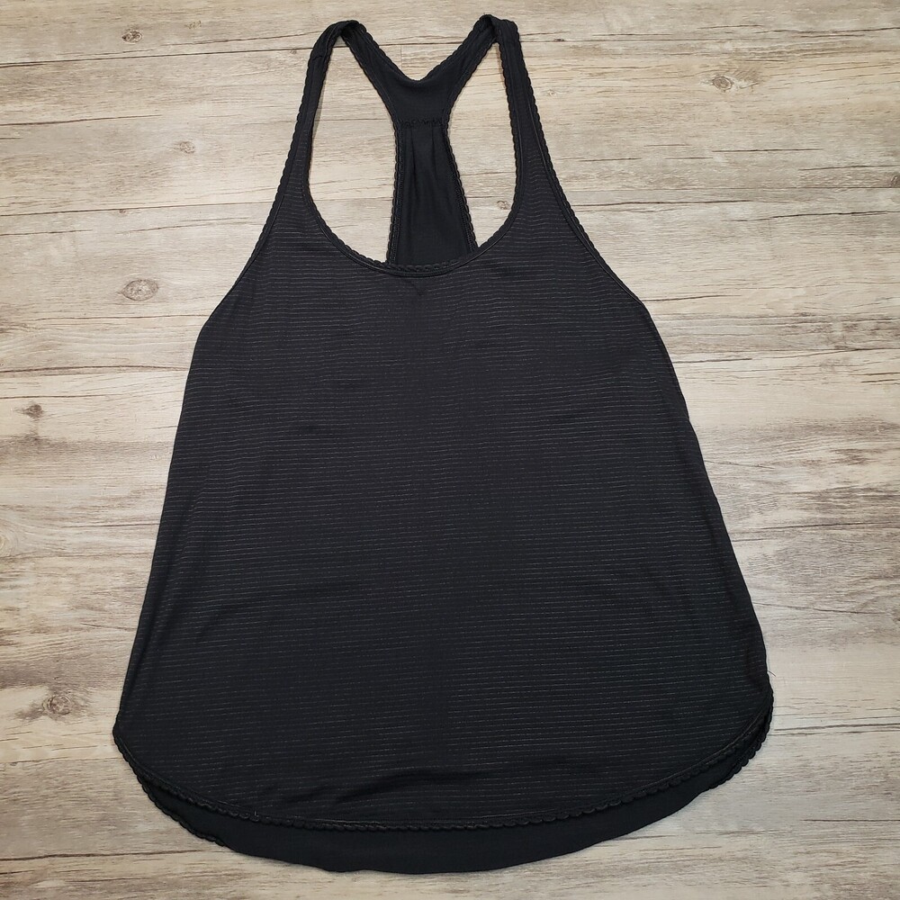 Lululemon Racerback Tank M Womens Black Stripes